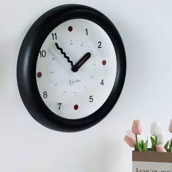 Wall Easy to Seconds Cute Donut Wall Fingerprint Resistant Diameter Black Clock, Read, Simple, Quiet, Scale, Clock, Children, Round, Bezel, Analog,
