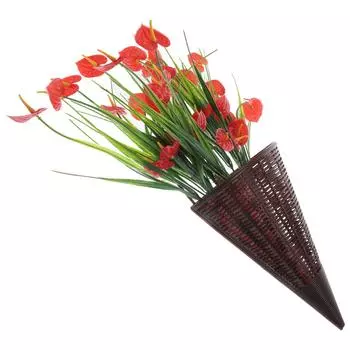 Wall Hanging Artificial Flowers Realistic Home Decor Front Door Basket Fake with Potted Plant Wicker