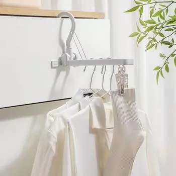 Wall Hanging Folding Clothes Hanger 6 Holes Clothes Storage Organizer for Home style B