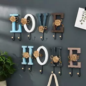 Wall Hanging Hook Coat Hook Wall Decoration Room Door English Letters HOME LOVE Hook Wall Decoration HOME