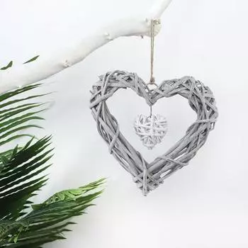 Wall Hanging Wicker Hanging Hearts Ornaments DIY Artificial Woven Wreaths Wedding серый