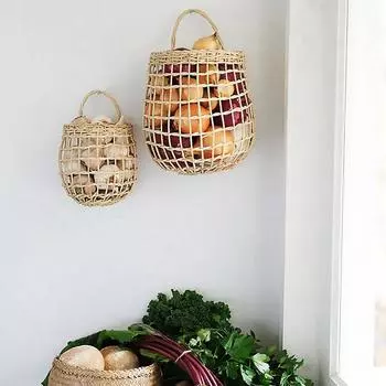 Wall Hanging Willow Handmade Woven Basket Stylish Decorative Hollow Sundries Organizer Durable Flower Basket Picnic