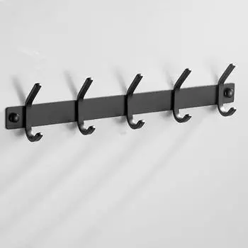 Настенный крючок из нержавеющей стали 304, черный, золотой, серебристый, полированный, креативный, для ванной, кухни, держатель для полотенец, для одежды, ключница, ряд из 5 крючков чёрный