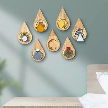 Wall Medal Stand Combination DIY Wooden Practical Water Drop Shape Hexagonal Display Holder Home Decoration Hexagon