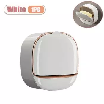 Wall Mount Bathroom Drain Soap Box No Drill Drainage Soap Container for Bathroom Kitchen Easy Clean Soap Case with Tray