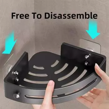 Настенные полки для ванной комнаты без сверления Треугольный квадратный держатель для душевой стойки Пластиковые держатели для хранения шампуня