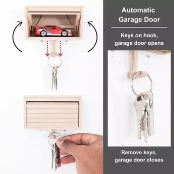 Wall Mount Key Holder Car Garage with Opening Door Easy Installation 3D Key красный