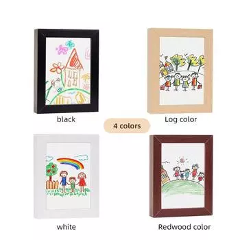 Wall Mount Magnetic Picture Frames Detachable Child Artwork Storage Holder Poster 26.2*34.8*4cm светло-коричневого