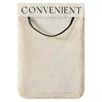 Wall Mount Mesh Storage Bag Garbage Bag Holder Plastic Shopping Bags Dispenser Sundries Bag Net Storage Grocery Bag Organizer AVE 1PCS