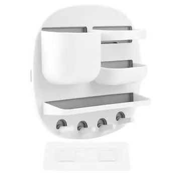 Wall Mount Storage Box Enlarged Capacity Disc Shape PP PS Stable Firm Nail Free Installation Self белый