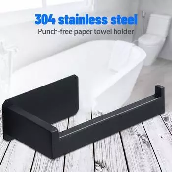 Wall Mounted 304 Stainless Steel Paper Roll Holder Black Tissue Hanger for Home Kitchen Bathroom Toilet Multifunction серебряный