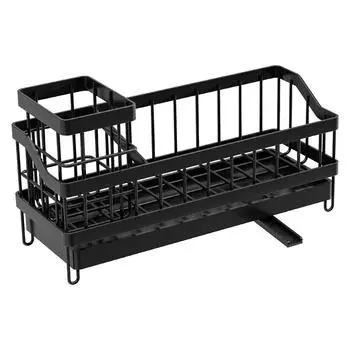 Wall Mounted Drain Rack Sponge Holder Bathroom Organizer Dish Soap Dispenser Brush Holder Sink Cloth Rack Easy Install 2