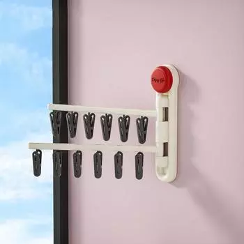 Wall Mounted Foldable Socks Drying Rack Anti-slip Sock Clip Hanger Practical Towel Clip Balcony Style CA