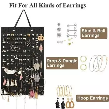 Wall-mounted Jewelry Bag Jewelry Display Felt Earrings Storage Bag Necklace Ring Jewelry Organizer and Packaging 57X35cm красный