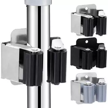 Wall Mounted Mop Holder 304 Stainless Steel Mop Storage Rack Waterproof Wall Mounted Hooks Multi-Purpose Broom Hanger