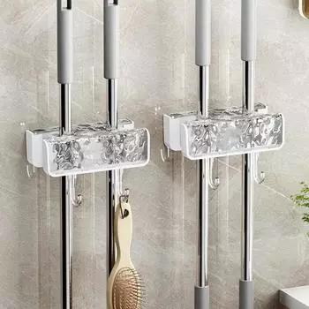 Wall mounted mop rack Space saving mop rack with hook Multifunctional mop rack User friendly broom rack for home organization