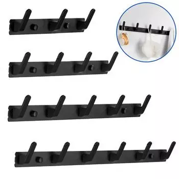 Wall Mounted Robe Hook Black Creative Kitchen Lavatory Door Coat Clothes Towel Key Holder Hanger Storage 3 4 5 6 Bathroom Hooks