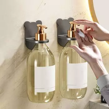 Wall Mounted Shampoo Bottle Holder Adjustable Hand Soap Wall Hanger Shower Gel Bottle Rack Kitchen белый