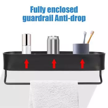Wall Mounted Shelves Bath Towel Holder Shower Storage Basket Bathroom Accessories Kitchen Organizer Bathroom Shelf Rack 40cm with towel rail