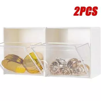 Настенный ящик для хранения вещей, пластиковый контейнер для палочек для тампонов в ванной комнате, ящик для хранения ватных палочек, аксессуары для волос 2pcs белый