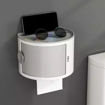 Wall-Mounted Toilet Paper Tray Plastic Cosmetics Storage Rack Bathroom Tissue Box for Home розовый