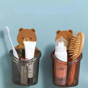 Wall-mounted Toothbrush Holder Toothpaste Holder Toothbrush Holder Cup Holder, Bathroom Accessories Casa Banheiro Acessrios Set светло-серый