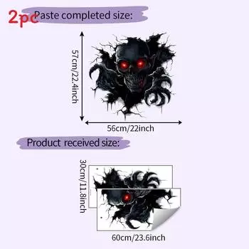 Wall Scary Halloween Breaking Skull Bedroom Living Room Home Stickers Decoration