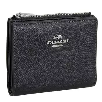 Wallet Bifold Folding Wallet Compact Outlet Brand Cross Grain Leather Bifold Wallet CR983 [Coach] Women s (BLACK/Black) [Item]