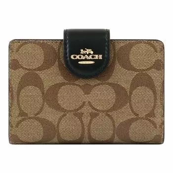 Wallet Bifold Wallet C0082 Signature Mini Wallet Mini Small Khaki [Coach] Women s (IMCBI Black) [Item]