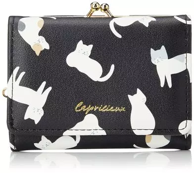 wallet cat all over pattern A35 black [Aldi] Tri-fold