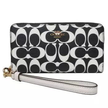 Кошелек длинный кошелек Signature длинный кошелек с круглой молнией CP409 IMA47 Outlet [Coach] (Черный Мульти) Женский [Товар] чёрный