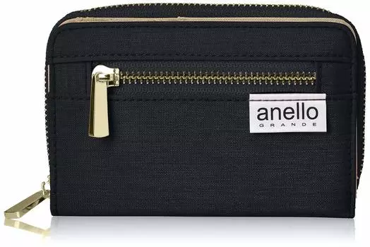 Wallet LS Slightly Glossy Heathered Poly Fold Wallet Black [Anello Grande] Women s GJ-H2404 GJ-H2404