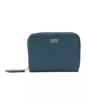 Wallet Mini Mesh Leather Coin Case 07001525 Peacock Blue 00 [Takeokikuchi] [Soft & Natural] Men s (524)