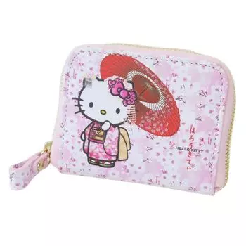 Wallet Mini Wallet with Pass Japanese Pattern Series Sakura Japanese Umbrella [Yasuda Tsusho]