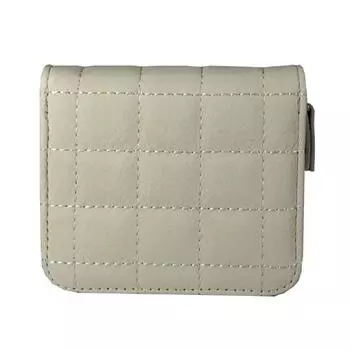 Wallet PU Leather Large Capacity 2 Fold 8 Card Slot Zipper Design for Keys Coins Beige бежевый