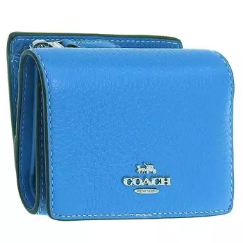 Wallet Trifold Folding Wallet Mini Wallet Compact Outlet Brand Refined Pebble Leather Micro Wallet CM238 [Coach] Women s (BRIGHTBLUE/Blue) [Item]