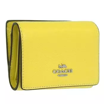 Wallet Trifold Folding Wallet Mini Wallet Compact Outlet Brand Refined Pebble Leather Micro Wallet CM238 [Coach] Women s (RETOROYELLOW/Yellow) [Item]
