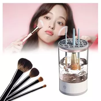 Wallfire New Очиститель для кистей для макияжа Автоматическая кисть для макияжа 3 в 1 Звуковая вибрация 7000 об/мин Набор кистей для макияжа Кисть для макияжа Очиститель для кистей для макияжа Инструмент для макияжа