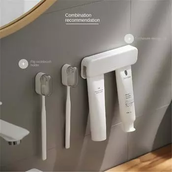 Wallmounted Toothbrush Holder Bathroom Drillfree Dust-proof Toothbrush Storage Rack Traceless Hanging Storage Convenient Fliptop