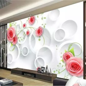 Обои 3d Круглый Цветок Лоза Роза Настенные Фрески Гостиная Спальня Ресторан Обои 200 cm(W) x 140 cm(H)