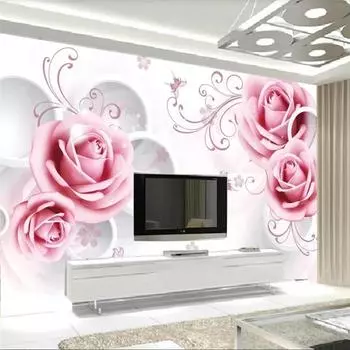 Обои 3d Solid Wall Murals Rose Flower Rattan Circle Background Wall Murals Living Room Bedroom 3d Wallpaper 200 cm(W) x 140 cm(H)