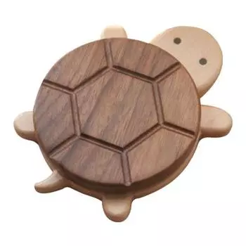 Walnut Turtle Coasters Wooden Kettle Tea Coaster Heat-Resistant Dining Plate Mat Drink Holders for Hot Cold Beverages Home Office Decoration 1pc