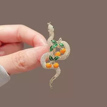 Wan Persimmon Ruyi Spirit Snake Brooch Natal Year Twelve Zodiac Year Of The Snake Brooch High-End Simple Jacket Pin золотой