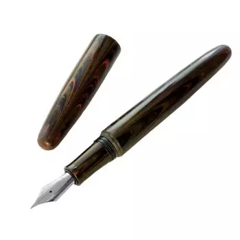 WANCHER Dream Fountain Pen DREAM PEN Makoto Ebonite Marble Brown Marble Brown Cigar Shape Fountain Pen Extra (EF Fine)
