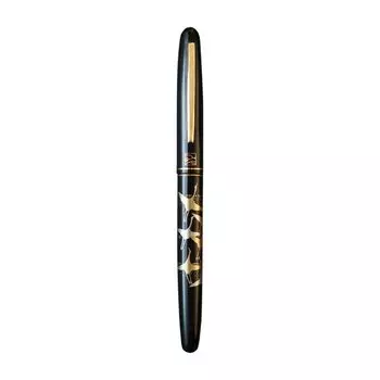 WANCHER Kuretake Modern Makie Tsuruju Tsuru Fountain Pen Wancher Limited Edition Fountain [Wancher Pen] (M Medium, Black)