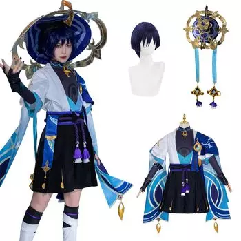 Wanderer Wanderer Косплей Парик Шляпа Skirmisher Genshin Косплей Костюм Полный Комплект Костюм Взрослый Костюм Культурный Фестиваль Genshin Wanderer Косплей Парик