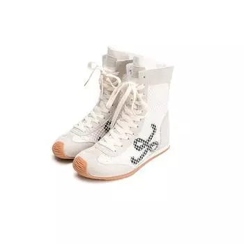 Wang Xiaodu inner heightening boxing shoes women s new versatile fashion casual breathable sports shoes high top 35