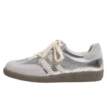 Wang Xiaoxiao Shoes Spring Women s Board Shoes Silver Retro Casual Versatile Flat White Shoes Women 34