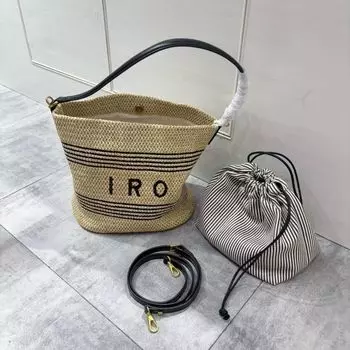 Wang Ziwen Same Style Bag Women 2025 New Summer Portable Woven Bag Shoulder Lafite Straw Woven Underarm Bucket Bag Main color