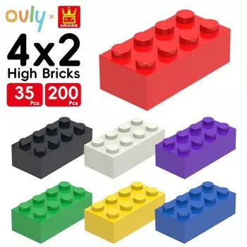WANGE 4*2 строительные блоки 35/200 шт. маленькие совместимые кирпичи 8-отверстий высокие элементы аксессуары MOC DIY оптом детские игрушки № 3001 0.1kg(35pcs) белый